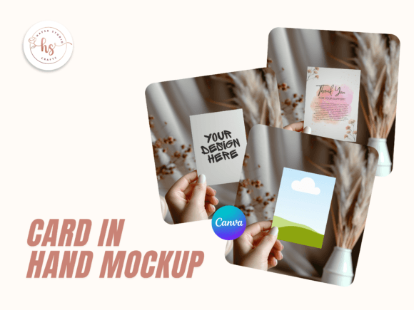 Download Greeting Card in Hand Canva Mockup - Premium Resources
